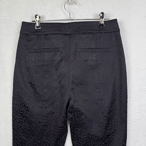 REISS Lio Leopard Pattern Jacquard Skinny Trousers Pants Black Zip Ankle Size 6 - Picture 7 of 14